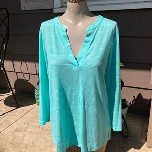 Talbots Aqua V-Neck Tunic Top